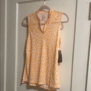 Nike Yellow & White Printed Dri-FIT Sleeveless Golf Tank